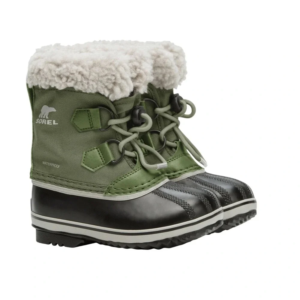 Sorel Boots Kids 3 Yoot Pac TP Sage Green Waterproof Snow EUC NY1962-371